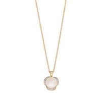 9ct two colour gold 8-.5mm freshwater cultured pearl and diamond pendant