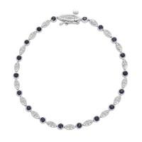 9ct white gold sapphire and 0.20 carat diamond marquise-shaped bracelet