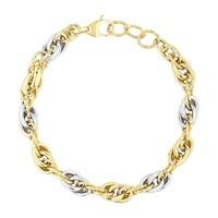9ct two colour gold diamond cut oval link bracelet