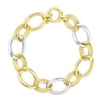 9ct two colour gold oval link bracelet