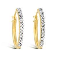 9ct gold pav crystal small hoop earrings