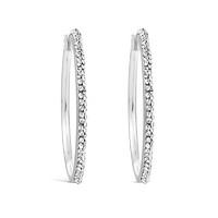 9ct white gold pavé crystal large hoop earrings