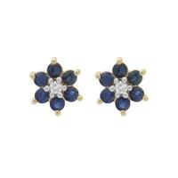 9ct gold sapphire and diamond flower cluster stud earrings