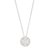 9ct white gold 0.20 carat diamond halo cluster pendant