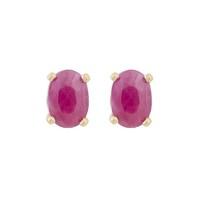 9ct gold oval ruby stud earrings