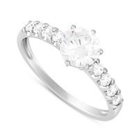 9ct white gold cubic zirconia solitaire shoulder-set ring