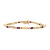 9ct gold ruby and 0.12 carat diamond bar bracelet