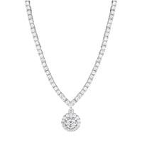 9ct white gold cubic zirconia floral necklace