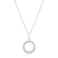 9ct white gold cubic zirconia circle pendant