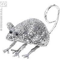 9cm Silver Glitter Mice Decoration