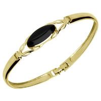 9ct Yellow Gold Whitby Jet Oval Celtic Clip Bangle