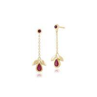 9ct Yellow Gold 0.62ct Ruby Drop Earrings