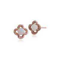 9ct Rose Gold 0.20ct Opal Floral Stud Earrings