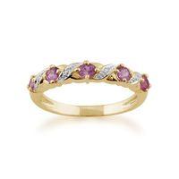 9ct yellow gold 050ct pink sapphire diamond half eternity ring