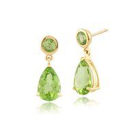 9ct Yellow Gold 2.61ct Natural Peridot Two Stone Drop Earrings