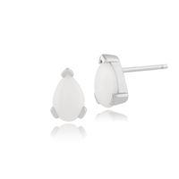 9ct White Gold 0.46ct Opal Single Stone Pear Stud Earrings 6.5x4mm