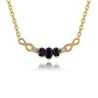 9ct Yellow Gold 0.71ct Natural Sapphire & Diamond 42cm Necklace