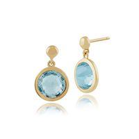 9ct Yellow Gold 3.55ct Round Blue Topaz Luminosity Drop Earrings