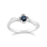 9ct White Gold 0.27ct Blue Sapphire Floral Ring