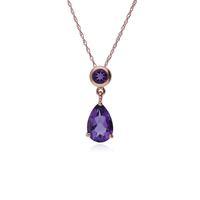 9ct rose gold pear cut amethyst single stone pendant on 45cm chain