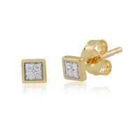 9ct Yellow Gold 3pt Diamond Square Stud Earrings