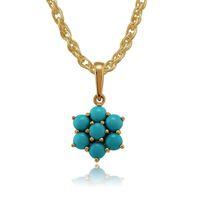 9ct yellow gold 073ct turquoise cabochon cluster pendant on 45cm chain