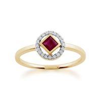 9ct yellow gold 032ct ruby diamond ring