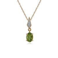 9ct yellow gold 086ct peridot diamond pendant on chain