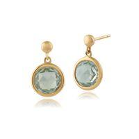 9ct Yellow Gold 2.55ct Round Mint Green Quartz Luminosity Drop Earrings