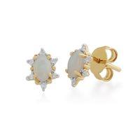 9ct Yellow Gold 0.30ct Opal & Diamond Stud Earrings