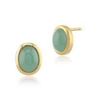 9ct Yellow Gold 2.65ct Jade Classic Oval Stud Earrings