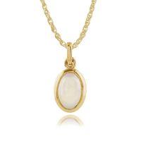 9ct Yellow Gold 0.29ct Opal Oval Framed Pendant on Chain