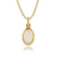 9ct yellow gold 029ct opal oval framed pendant on chain