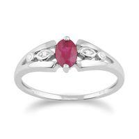 9ct white gold 056ct natural ruby diamond single stone ring