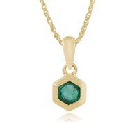 9ct Yellow Gold 0.23ct Emerald Hexagon Pendant on Chain