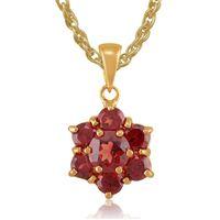 9ct yellow gold 092ct garnet floral design cluster pendant on chain