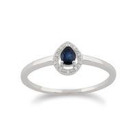 9ct White Gold Sapphire & Diamond Pear Cluster Ring