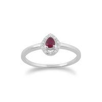 9ct White Gold Ruby & Diamond Pear Cluster Ring