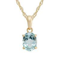 9ct Yellow Gold 1.39ct Sky Blue Topaz Single Stone Oval Classic Pendant on Chain