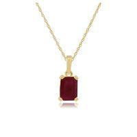 9ct Yellow Gold 0.73ct Ruby Baguette Pendant on 45cm Chain