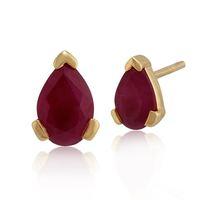 9ct yellow gold 088ct ruby single stone pear stud earrings 65x4mm