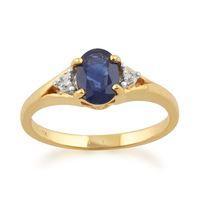 9ct yellow gold 100ct kanchanaburi sapphire diamond single stone ring