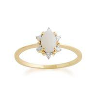 9ct Yellow Gold 0.29ct Opal & Diamond Ring