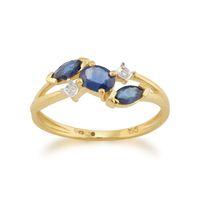 9ct Yellow Gold 0.70ct Kanchanaburi Sapphire & Diamond Classic Ring