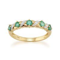 9ct Yellow Gold 0.44ct Natural Emerald & Diamond Half Eternity Ring