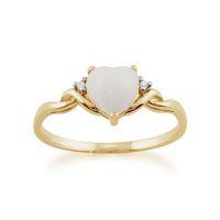 9ct Yellow Gold 0.47ct Opal & Diamond Heart Ring