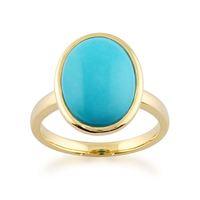 9ct Yellow Gold 3.00ct Oval Turquoise Framed Ring