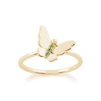 9ct Yellow Gold 0.02ct Peridot Stackable Butterfly Ring