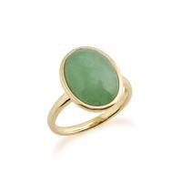 9ct Yellow Gold 3ct Green Jade Framed Ring