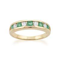 9ct yellow gold 042ct emerald diamond half eternity ring